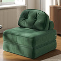 Dowinx Folding Sofa Bed with Pillow Convertible Comfy Couch Bed for Adults Home Lounge and Gaming Modern Comfortable Design for Apartment Living Room Bedroom Single Ribbed Velvet Green