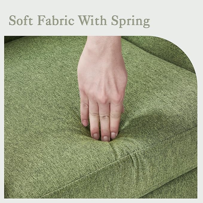 LUE BONA Linen Accent Chair 18.5 H Upholstered Button Tufted Arm Chair Comfy Living Room Chair with Arms Modern Armchairs for Bedroom Living Room Avocado Green