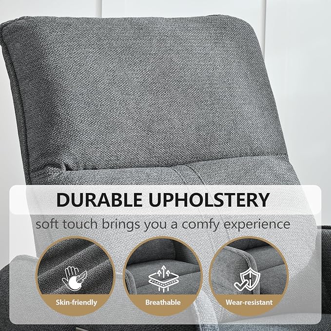 cinkehome Power Swivel Rocker Recliner with USB Overstuffed Electric Reclining Chair Snowflake Fleece Rocker Recliner for Nursery Living Room Bedroom