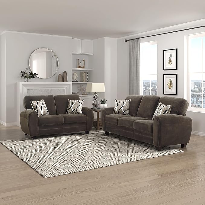 Homelegance Rubin 63 Plush Fabric Loveseat Chocolate