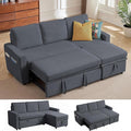 Sleeper Sofa Bed Convertible L Shaped Sofa | Pull Out Bed with Reversible Storage Chaise | Layered Storage | Side Pockets | 3-Seater Comfy 79 Sectional Pullout Couch for Living Room Dark Grey