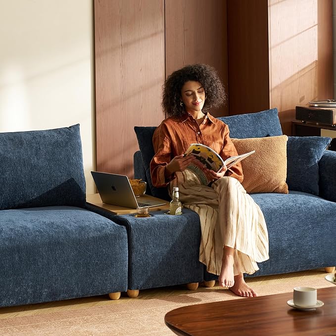 LINSY HOME Versatile Console Modular Sectional Oversized Couch Multifunctional Side Table with Charging Station and Storage Convertible Sectional Sofa Modular for Living Room Apartment Dorm Room