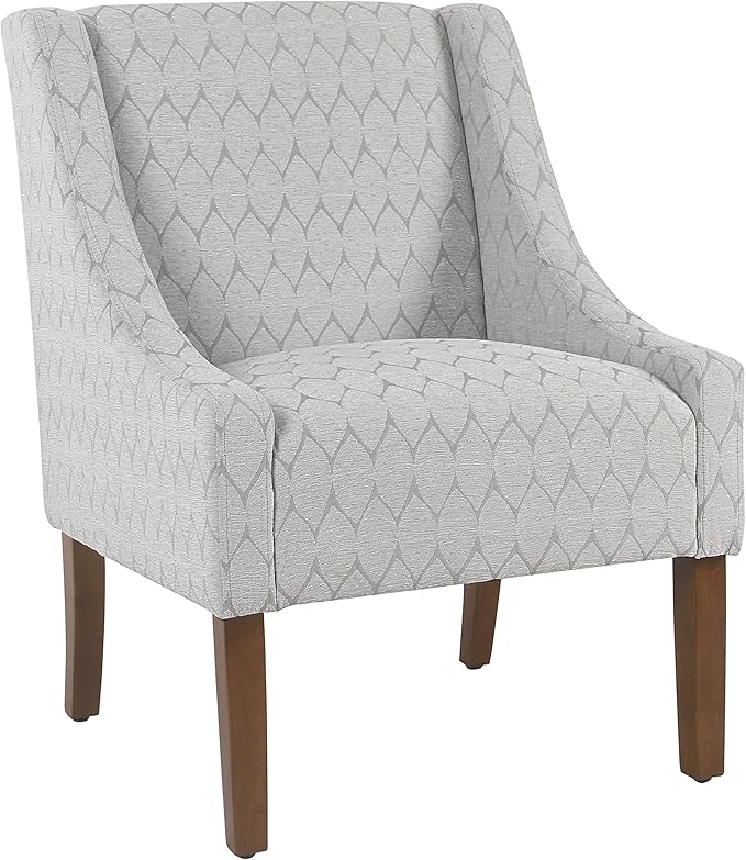 Homepop Home Decor | Upholstered Classic Swoop Arm Accent Chair | Accent Chairs for Living Room &amp Bedroom | Decorative Home Furniture Gray Leaf