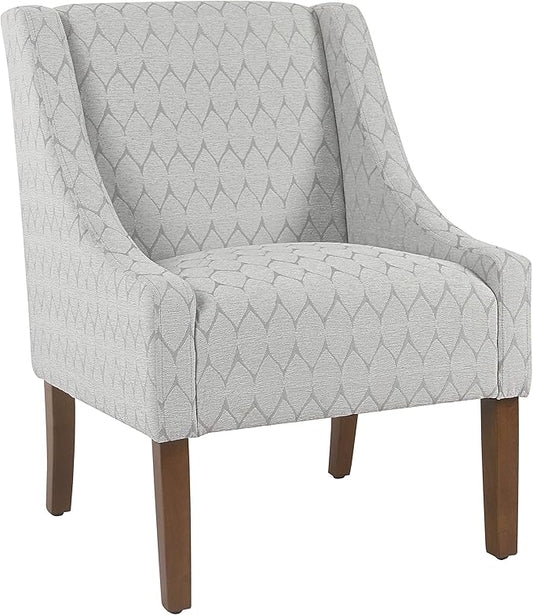 Homepop Home Decor | Upholstered Classic Swoop Arm Accent Chair | Accent Chairs for Living Room &amp Bedroom | Decorative Home Furniture Gray Leaf