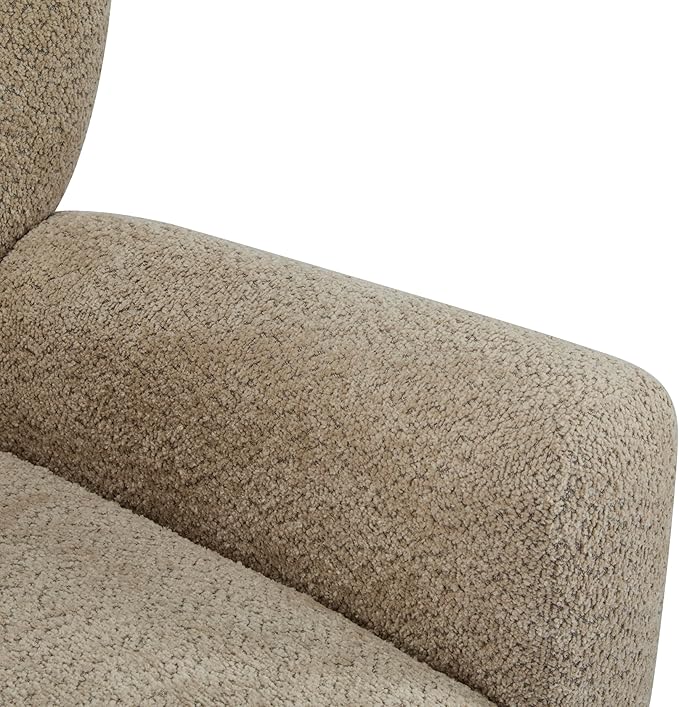 Christopher Knight Home Lindy Wingback Accent Chair Upholstered Armchair with Rounded Wooden Legs Curved Backrest Single Sofa Soft Cushion Seating Comfy Lounge Chair for Living Room Light Brown