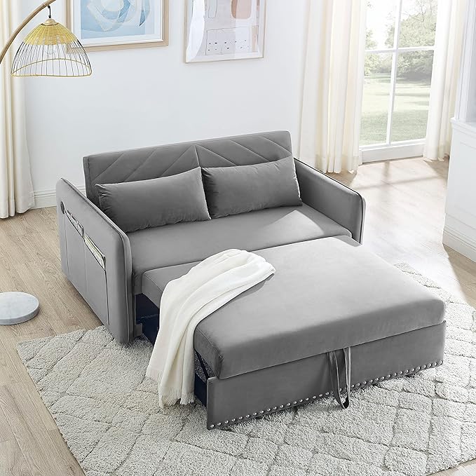 Goohome 2 in 1 Convertible Sofa Pull BedRecliner Futon Sofá Chair Loveseat Sleeper for Living RoomSmall Apartment C-Grey a