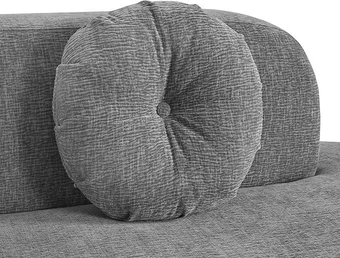122'' Modern Extra Large Sectional Sofa Soft Fabric Upholstery Elegant Curved Design 4-5 Seater Upholstered Couches with 3 Round CushionsHigh-Resilience Foam for Ultimate Comfort (Grey-rt90)