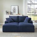 Double Chaise Lounge Sofa Boneless Cloud Couch Bed with Cup Holders and Side Pockets Comfy Deep Seat Sleeper Sectional Loveseat Chair for Living Room (Blue 2 Seat)
