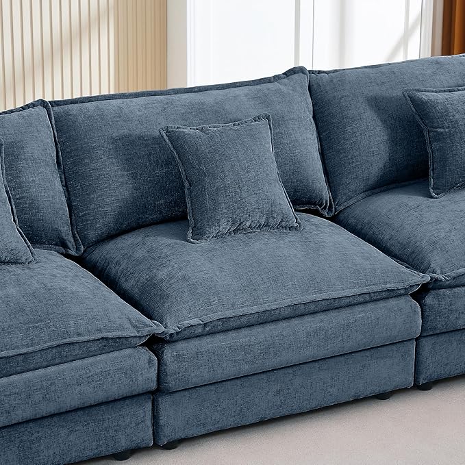 Eafurn 130.71 Oversized Reversible Modular Sectional Sofa Couch with 2 Ottomans - Deep Seat Chenille Modern U Shaped Sofa with Thickness Cushions and Pillows for Living Room Bedroom