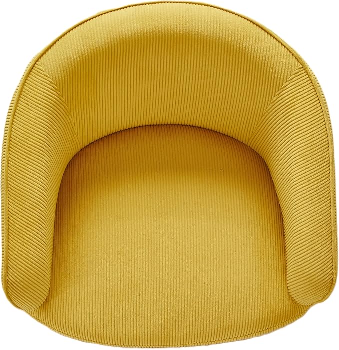 Modern Corduroy Accent Chair with Gold Metal Legs Channel Back Design and Soft Upholstery Comfortable Seating for Living Room Bedroom or Office Yellow
