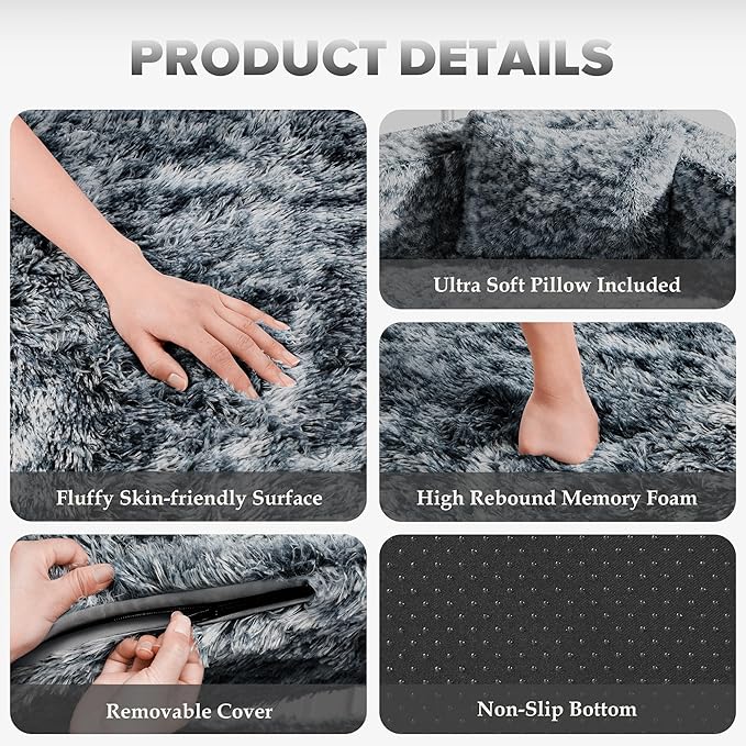 HABUTWAY Convertible Sofa Bed 3-in-1 Futon Sofa Bed with Pillow Foldable Pull Out Floor Sofa Bed with Removable Cover Plush Boneless Couch for Living Room/Bedroom/Dorm