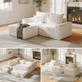 Modular loveseat with Ottoman L-Shape Boneless Couch Customizable Sectional Couch Free Combination Design Sleeper Sofa Cloud Mist