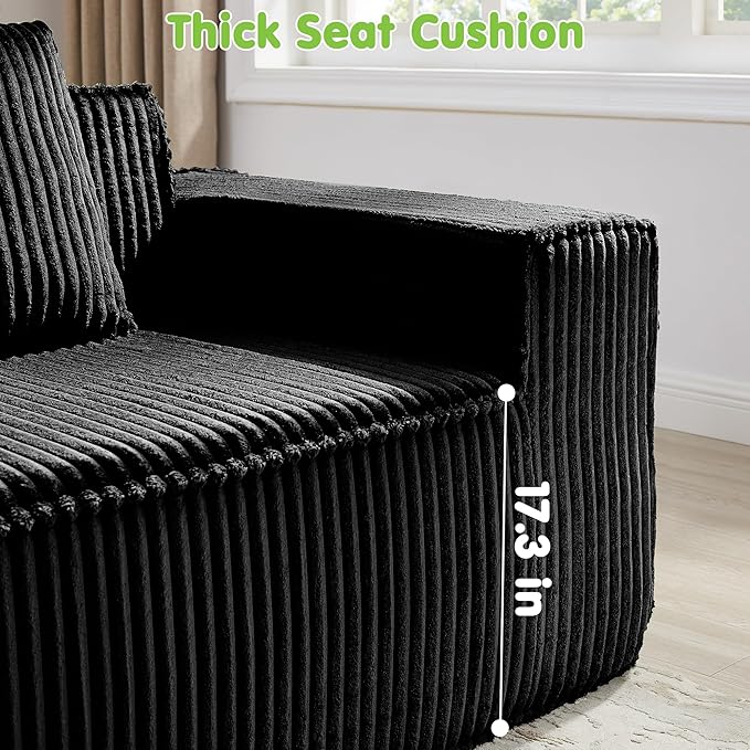149.6'' Boneless Couch Cloud Couch Sectional U-Shape Modular Sectional Sofa Convertible Corduroy Sleeper Sofa Bed Upholstered Couches for Living Room No Assembly Required