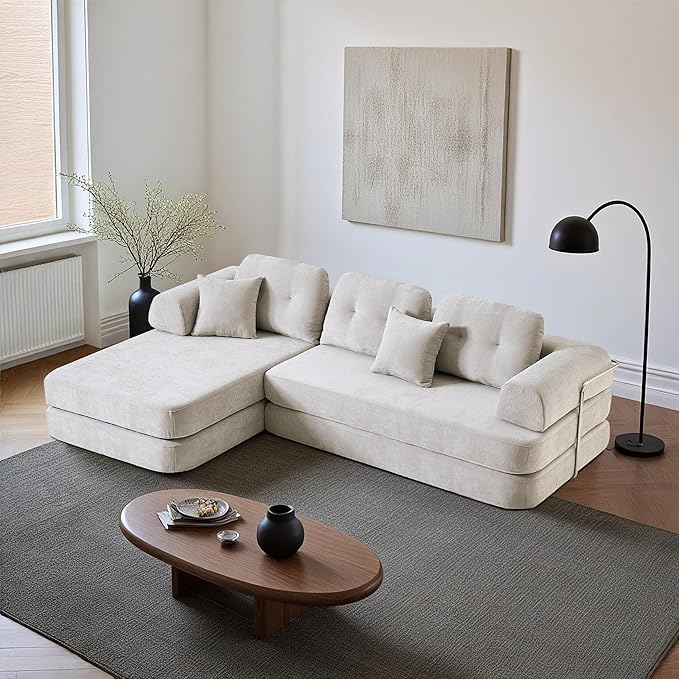 KEIKI 104 Modern Sectional Modular Sofa Bed with ChaiseEnhanced Frame StabilityCompressed Memory Foam Couch for Living Room
