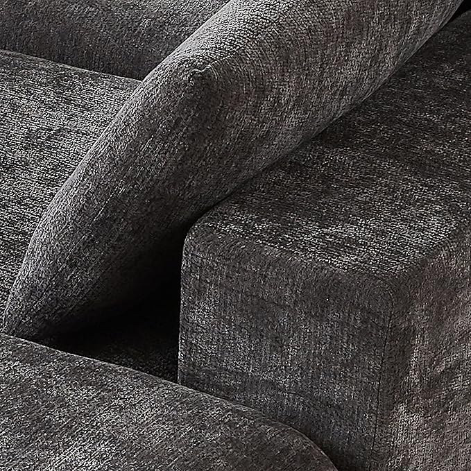 Ball &amp Cast 108 Modular Sectional Sofa L Shaped Modular Sectional Couch Deep Seat with Movable Ottoman Upholstered Convertible Comfy 4 Seater Chenille Sofa for Living Room ApartmentDark Grey