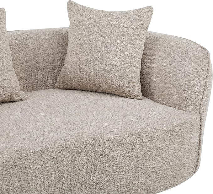 Christopher Knight Home Braebt 126 Comfy Upholstered Cloud Couch 5-Seater Sofa Couches Curved Modular Sectional Sofa with 4 Throw Pillows for Living Room Study No Assembly Required Almond