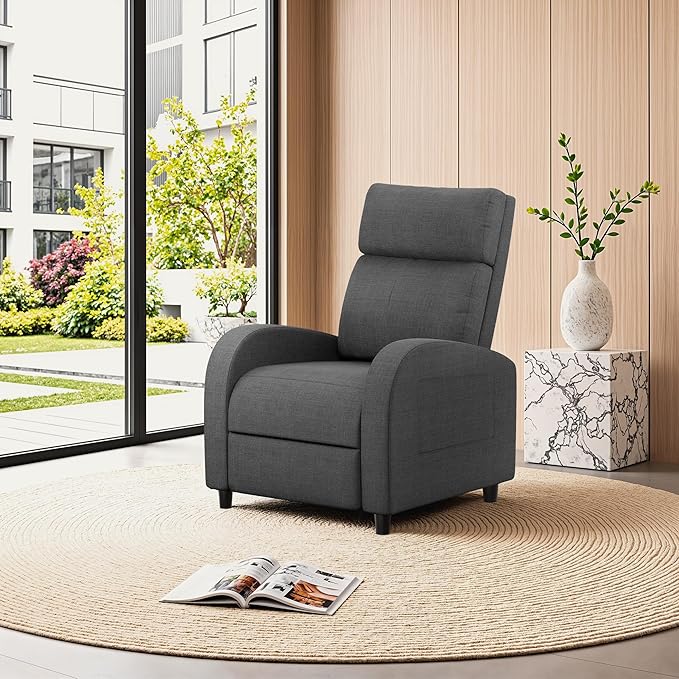 Homall Recliner Chair Recliner Sofa for Adults Recliners Home Theater Seating with Lumbar Support Reclining Sofa Chair for Living Room (Fabric Dark Grey)