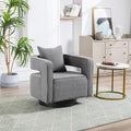 29.0 W Swivel Accent Open Back Chair Modern Comfy Sofa Chair with Black Base for Nursery Bedroom Living Room Hotel Office Club Chair Leisure Arm Chair for Lounge (Gray Boucle)