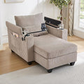 37.4 Versatile Chair Lounge Sleeper Daybed 2-in-1 Flexible Deep Seat Sofa Chair Convertible Recliner Chaise Lounge W/ Storage ArmsUSB PortsCupholdersPhone Holder Pockets for Living Room Bedroom