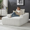 Boneless CouchComfy Fluffy Sofa BedUpholstered Sleeper Sofa Couch with Throw Pillows and ArmrestsCorduroy Plush Cloud Couches with Cup Holder White