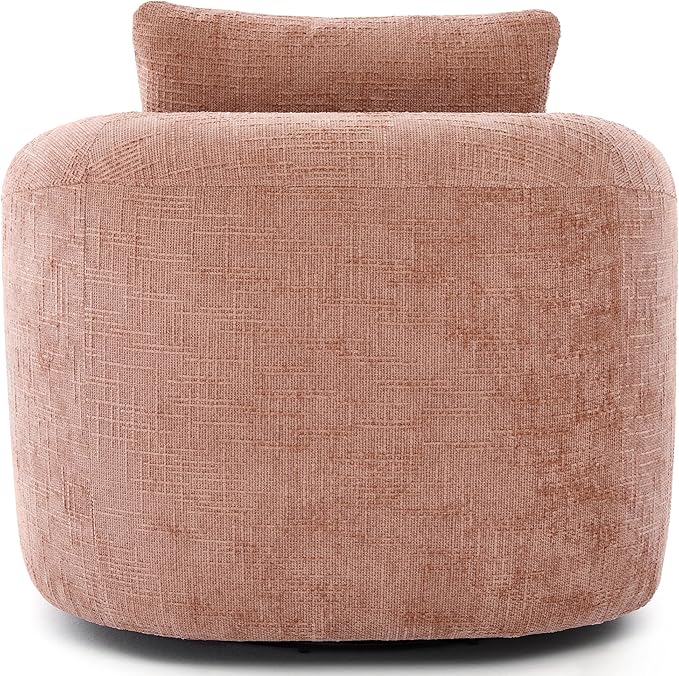 360° Swivel Barrel Accent Chair 36.6 Swivel Round Sofa Chair with Dual-Layer Cushion Design Modern Upholstered Single Sofa for Living Room Bedroom Office and Hotel (Pink 121)