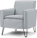 SIMPLIHOME Warren 28 inch Wide Mid Century Modern Accent Chair in Woven Fabric in Cool Grey with Removable Slip Cover Metal Hairpin Legs Simple Assembly Just Attach Legs