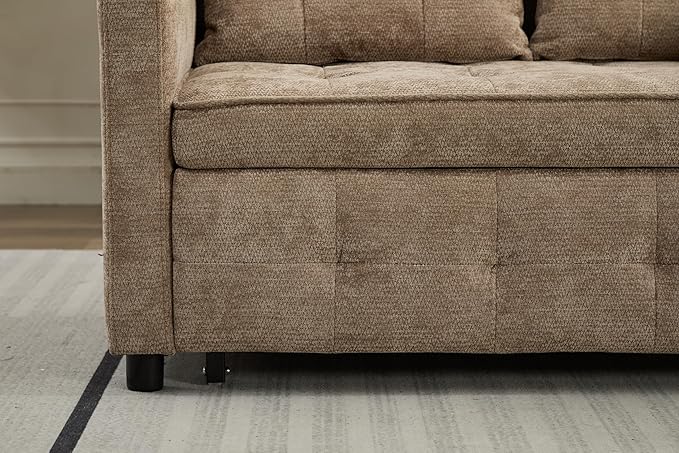 KEIKI 46 Sleeper Sofa Bed 3-in-1 Convertible Sofa Chair with Pullout Bed Loveseat with Adjustable Backrest and Side Pocket for Living Room Dorm Apartment Came