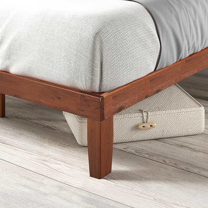 Zinus Wen Wood Platform Bed Frame/Solid Wood Foundation/Wood Slat Support/No Box Spring Needed/Easy Assembly Queen