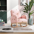 Nursery Chair 26.8 W Modern Rocking Chair for Nursery Mid Century Accent Rocker Armchair with Side Pocket Upholstered High Back Wooden Rocking Chair (Pink Boucle)