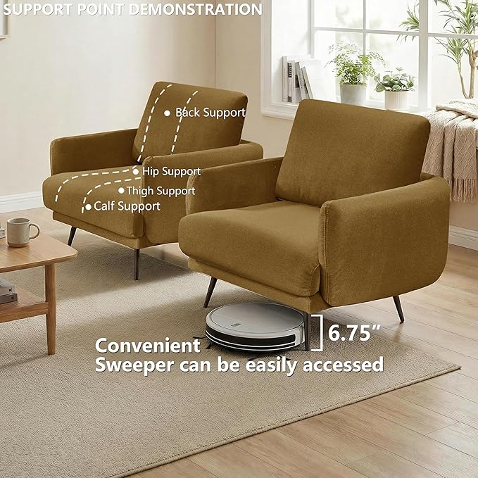 Oversized Accent Chair for Living Room Chairs Reading Arm Chair Comfy Modern Single Sofa Side Chairs with Metal Legs &amp Soft Cushion for Bedroom Waiting Room