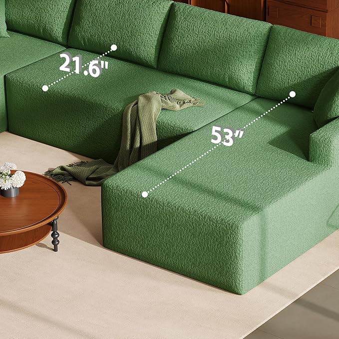 140 Modular U-Shaped Sectional Sofa 7-Seater Cloud Couch with Double Chaise Modern Sleeper SofaNo Assembly Sectional Cloud Boneless Sofa Couches for Living Room/Apartment