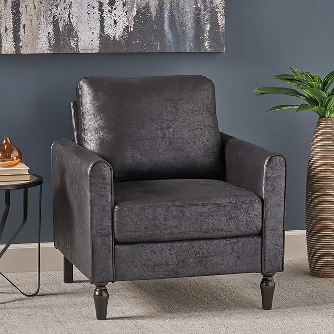 Christopher Knight Home Bunny Contemporary Club Chair with Plush Microfiber Cushions Slate Black