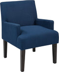 OSP Home Furnishings Main Street Upholstered Guest Chair with Espresso Finish Accents Woven Indigo Fabric