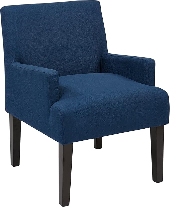 OSP Home Furnishings Main Street Upholstered Guest Chair with Espresso Finish Accents Woven Indigo Fabric