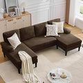 U Shaped Sectional Couches for Living Room 101 Modern Chenille Fabric Sofa with Double Chaise Lounge 4-Seat Couch with Removable Pillows for Apartment/Small Space Brown