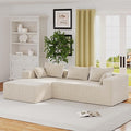 ALISH 111 Inch L-Shaped Cloud Sectional Sofa Couch Compression Couch with Chaise Modular Deep Seat Boneless Design for Easy Setup Plush Upholstered Living Room Bedroom Apartment Furniture Beige