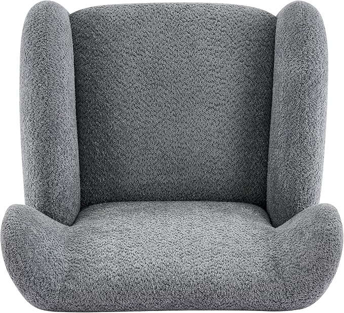 Christopher Knight Home Aiden Boucle Wingback Accent Chair Fabric Upholstered Club Chair with Wooden Frame Comfy Reading Chair for Living Room/Bedroom Dusty Blue+Walnut