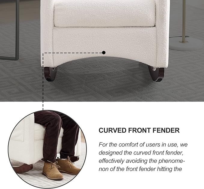 25.6 W Modern Accent High Backrest Living Room Lounge Arm Rocking Chair Two Side Pocket