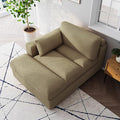 Chaise Lounge Indoor Upholstered Corduroy Sofa Counch with Right Armrest for Living Room Oversized Sleeper Sofa Bed with Pillows for Bedroom Apartment-Camel