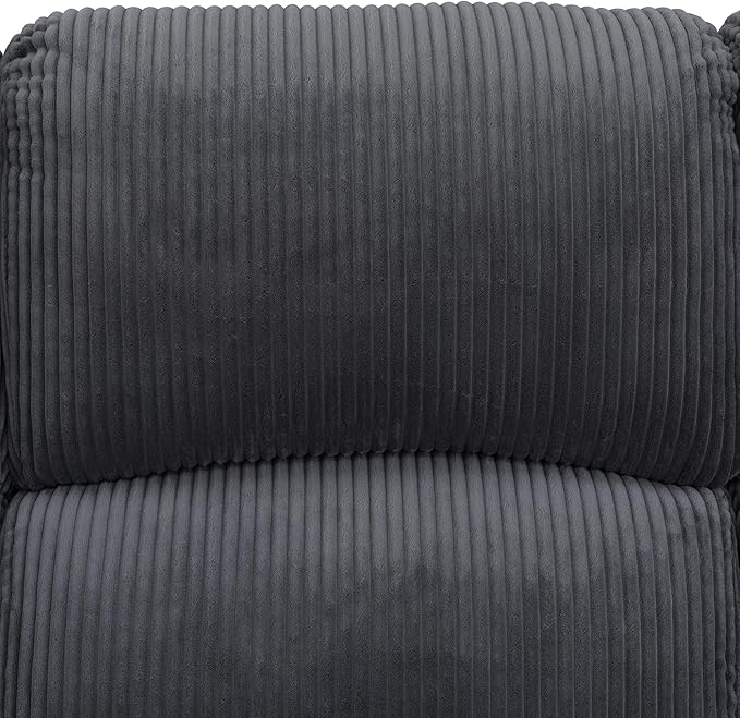 Manual Corduroy Recliner Chair Sofa for Living Room35 Ergonomic Reclining Chair with 10 Arm/Upholstered Seat/Metal FrameModern Single Couch for Rv Sofa/Home Theater/Office(Dark Grey)