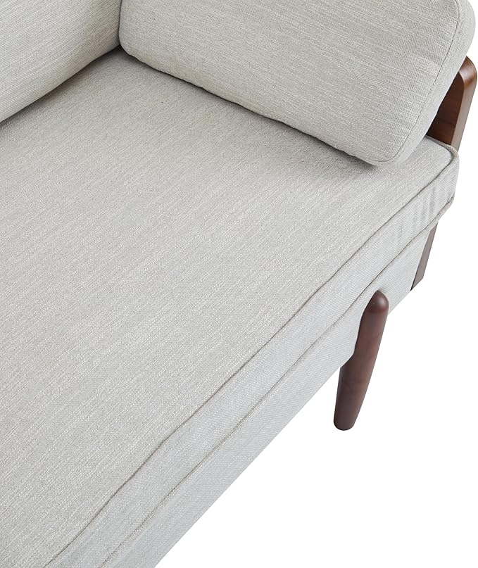 Christopher Knight Home Arboris Modern Rubberwood Frame Fabric Upholstered Loveseat Living Room/Bedroom/Apartment Couch/Sofa with Toss/Back Pillows and Removable Cushions Beige+Light Walnut