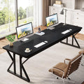 Tribesigns 78.7 Inches Long Computer Desk Two Person Desk Large Executive Office Desk Double Desk Study Writing Table for Home Office (Black)