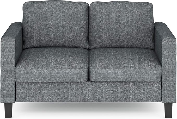 Furinno Bayonne Modern Upholstered Loveseat/Sofa Couch for Living Room Gunmetal