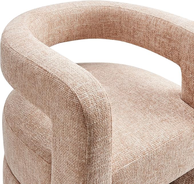 Modway Jaylin Chenille Accent Chair in Blush - Upholstered Comfy Club Chair - Modern Soft Barrel Chair - Round Leisure Accent Chair with Curved Back for Living Room Bedroom Home Office