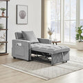3-in-1 Futon Couch Sofa Bed Chair Convertible Sleeper Sofa with Pull-Out Bed Folding Sofa Bed with Reclining Backrest and Side Pocket Sofa Recliner Single Bed Adult Modern Chair Bed Berth (Grey)