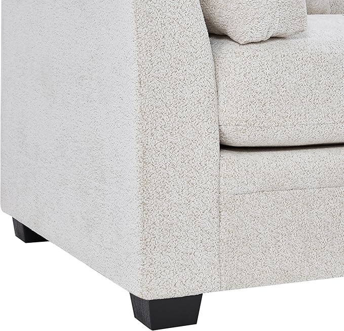 Christopher Knight Home Masie Chenille Upholstered 3 Seater Sofa Couch Wooden Home Sofa Living Room Comfy Cloud Couch for Bedroom Home Office Beige