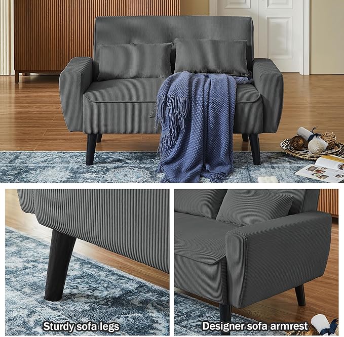 4 Pieces Corduroy Living Room Sets with Sofa Ottoman Loveseat and Chair