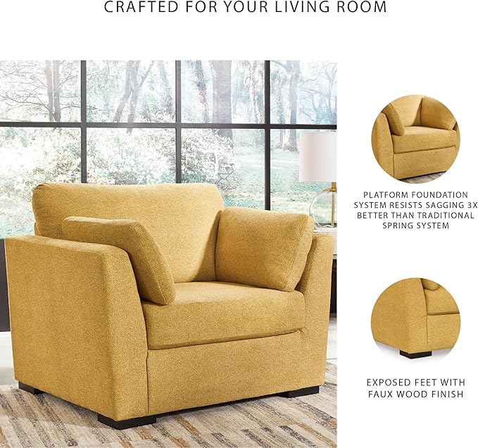 Signature Design by Ashley Keerwick Modern Upholstered Oversized Chair Yellow