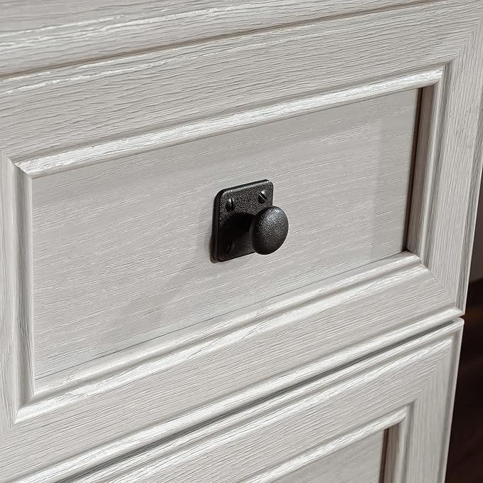 Sauder Palladia L Shaped Desk with Drawers Office Desk with File Cabinet Storage Cable Management Keyboard Tray in Glacier Oak Finish
