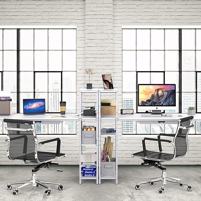 SHW 46-Inch Home Office Mission Computer Desk with Side Shelf and Drawer White